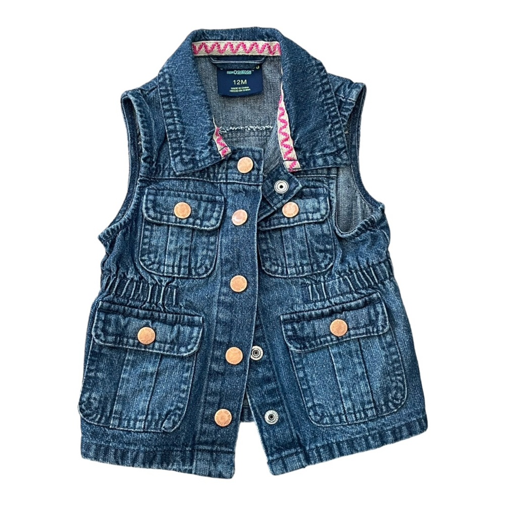 Infant cargo denim vest. Size 12 months